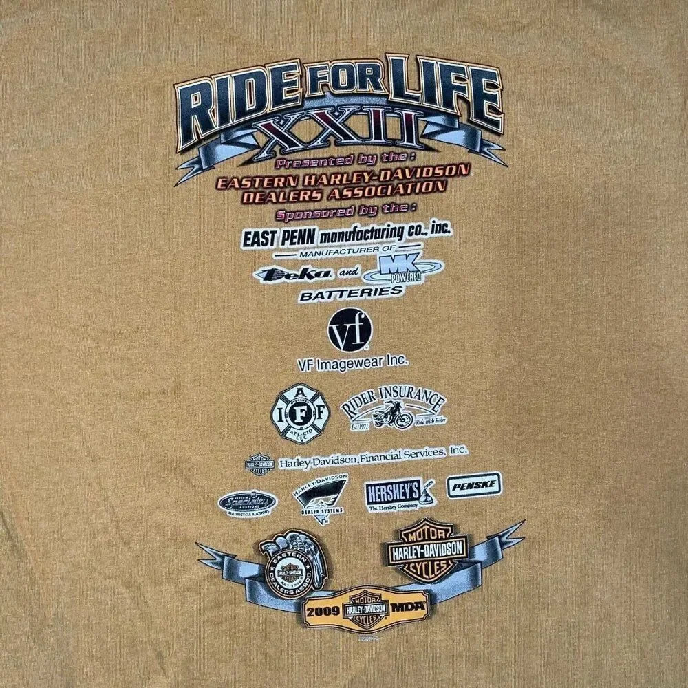 Harley Davidson Men XL Ride For Life 2009 Shirt Tee Bike Motorcycle Short Sleeve